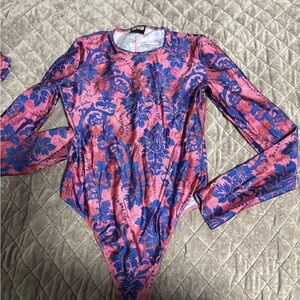 Versace Jeans Collection Pink and Blue Floral Bodysuit